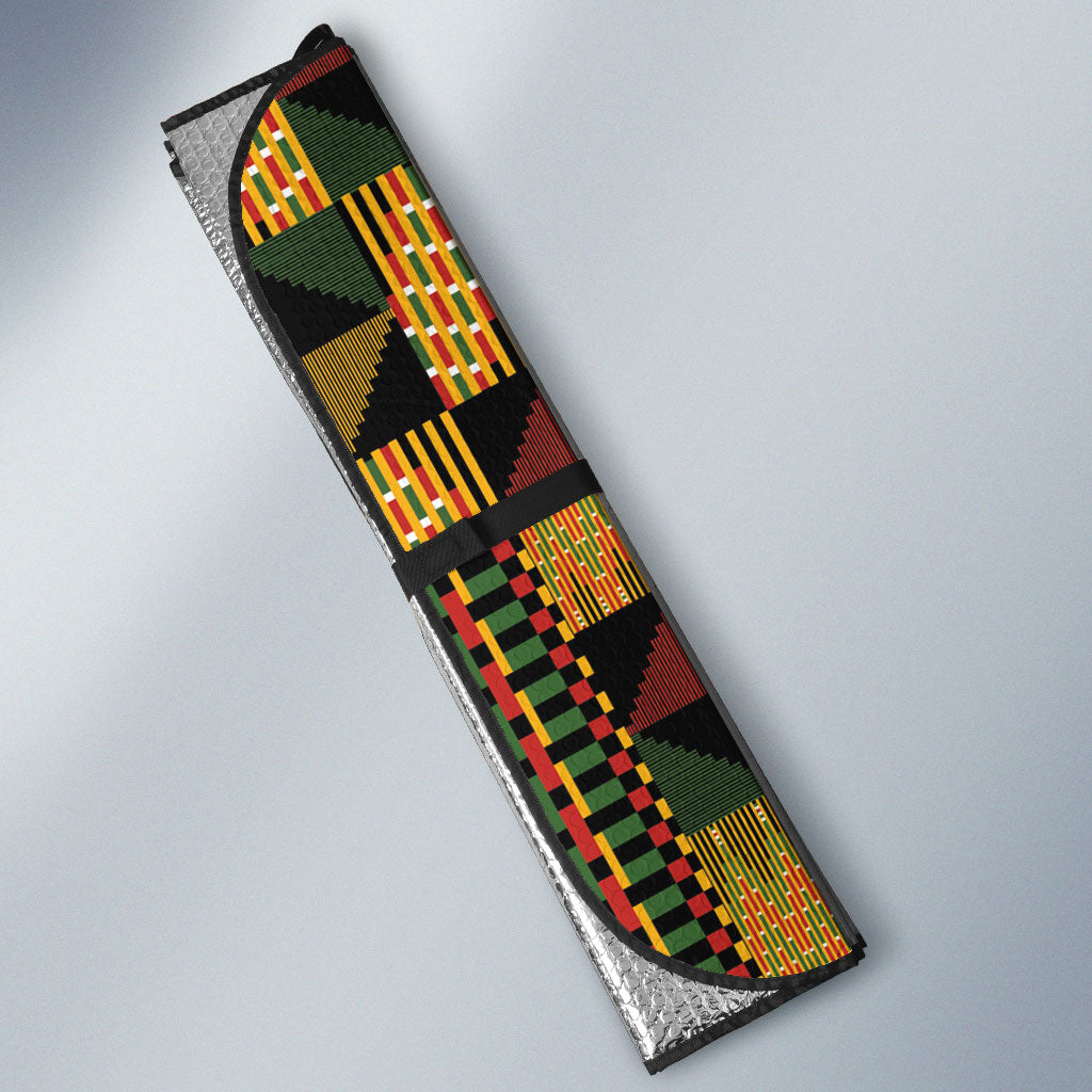 African American Quilt Kente Fusion Auto Sun Shade Version 1