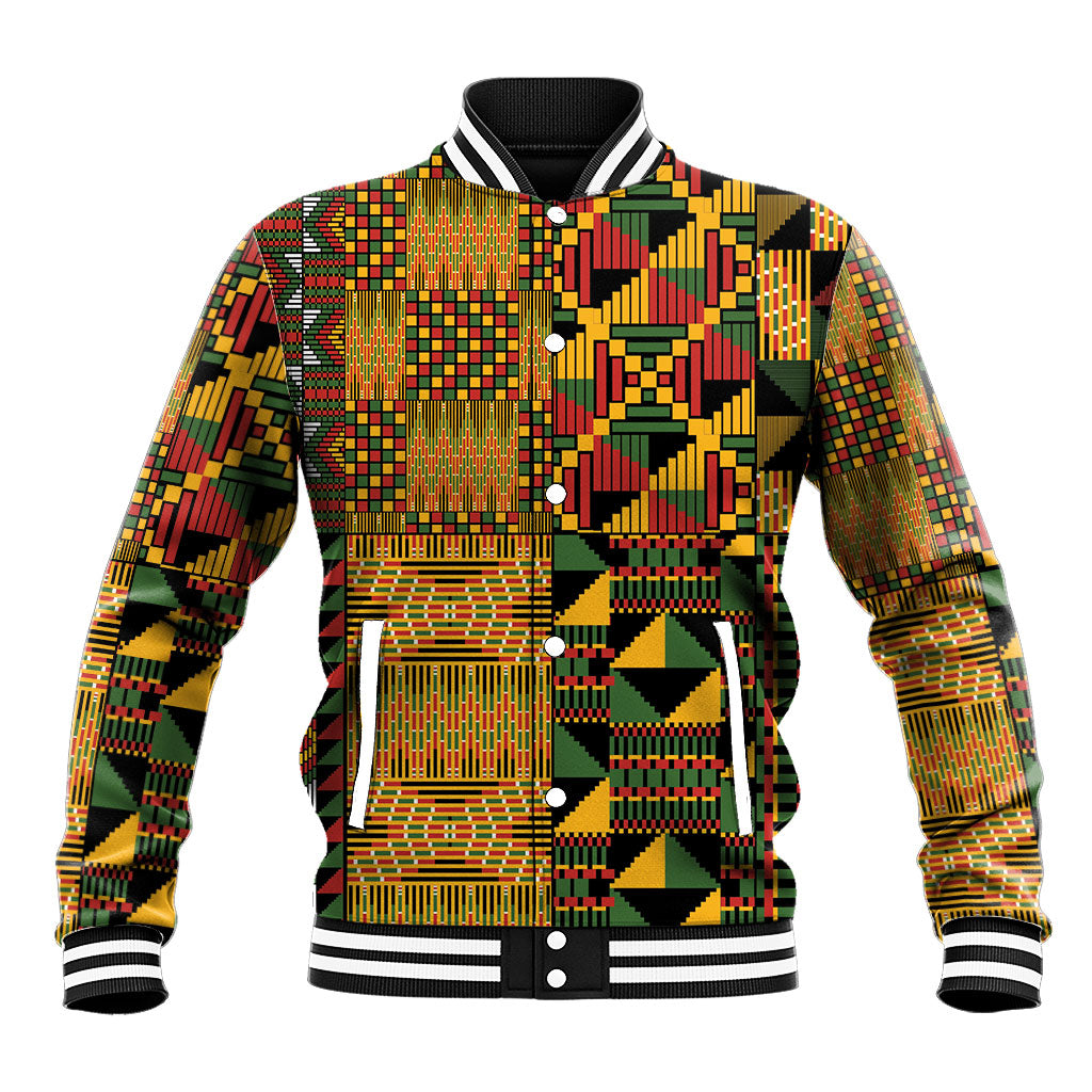 African American Quilt Kente Fusion Baseball Jacket Version 1