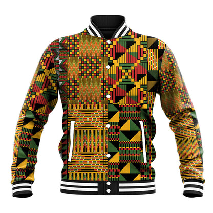 African American Quilt Kente Fusion Baseball Jacket Version 1