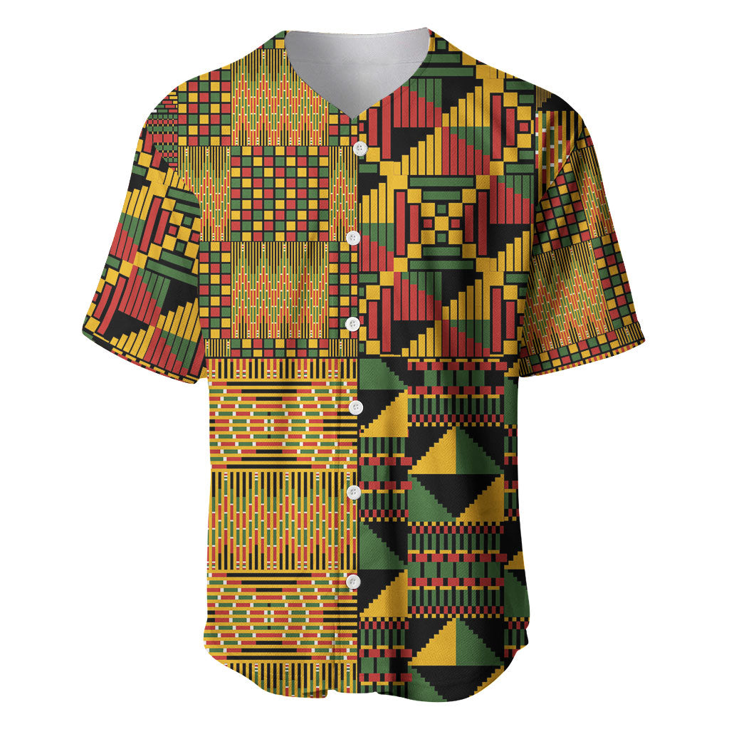 African American Quilt Kente Fusion Baseball Jersey Version 1