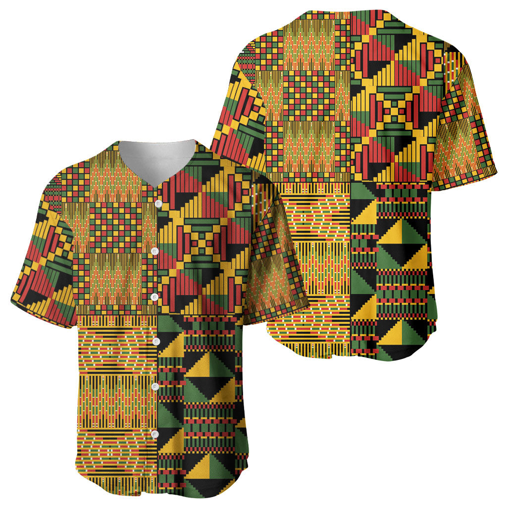 African American Quilt Kente Fusion Baseball Jersey Version 1