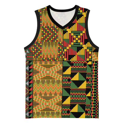 African American Quilt Kente Fusion Basketball Jersey Version 1