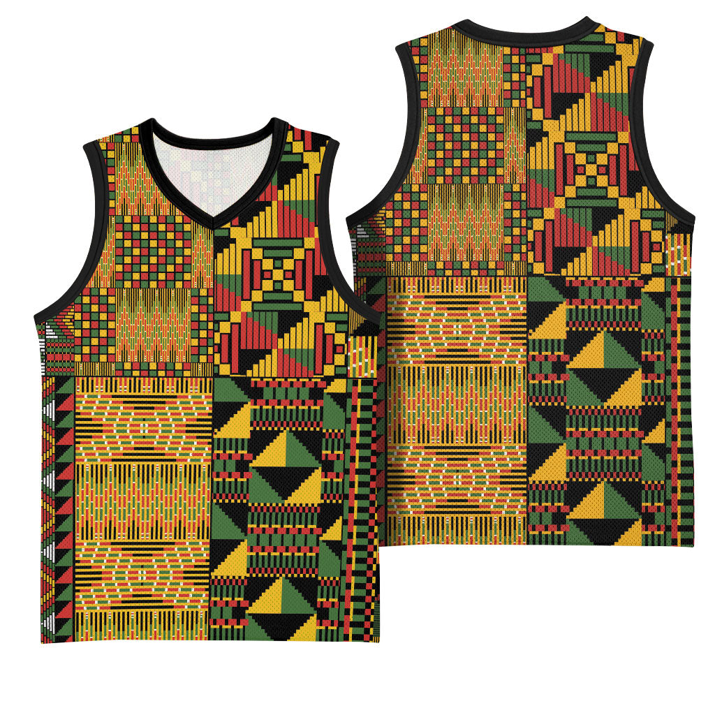 African American Quilt Kente Fusion Basketball Jersey Version 1