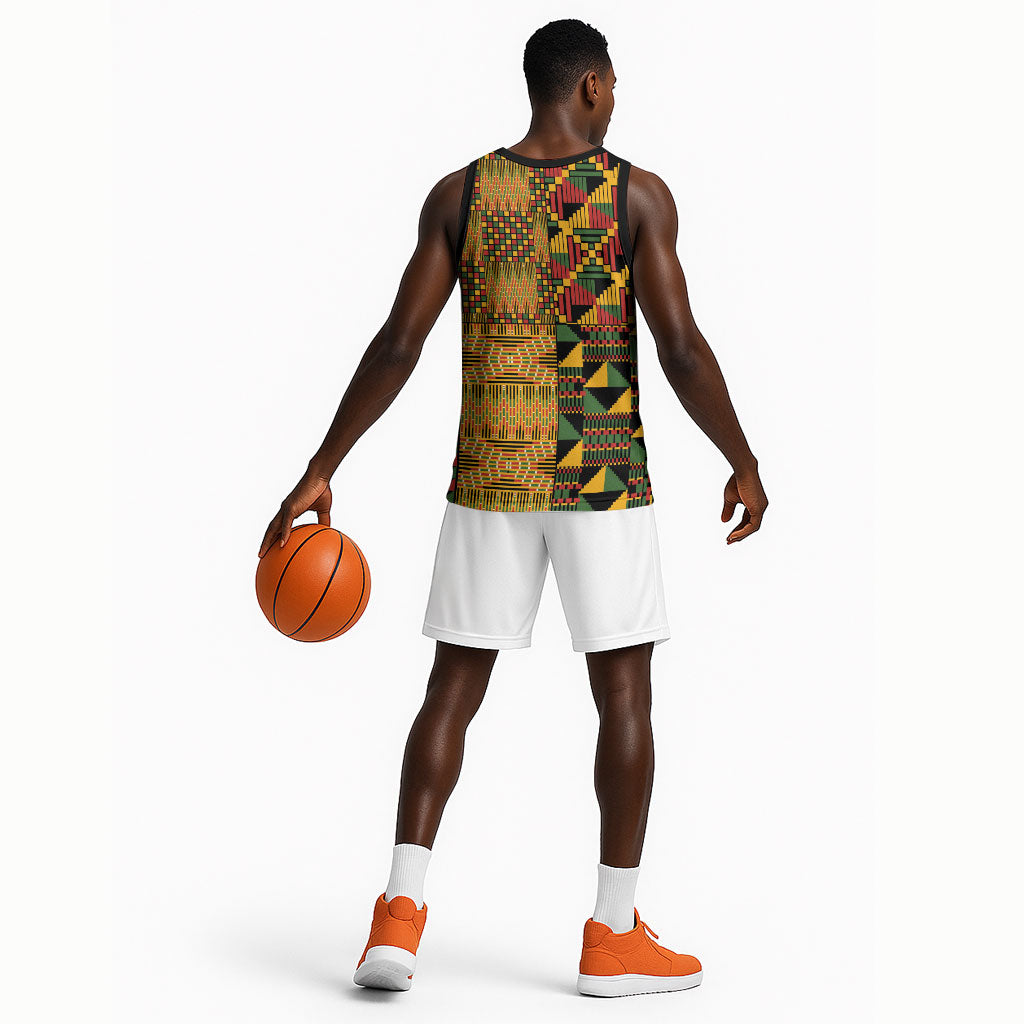 African American Quilt Kente Fusion Basketball Jersey Version 1