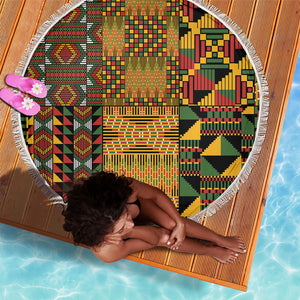 African American Quilt Kente Fusion Beach Blanket Version 1