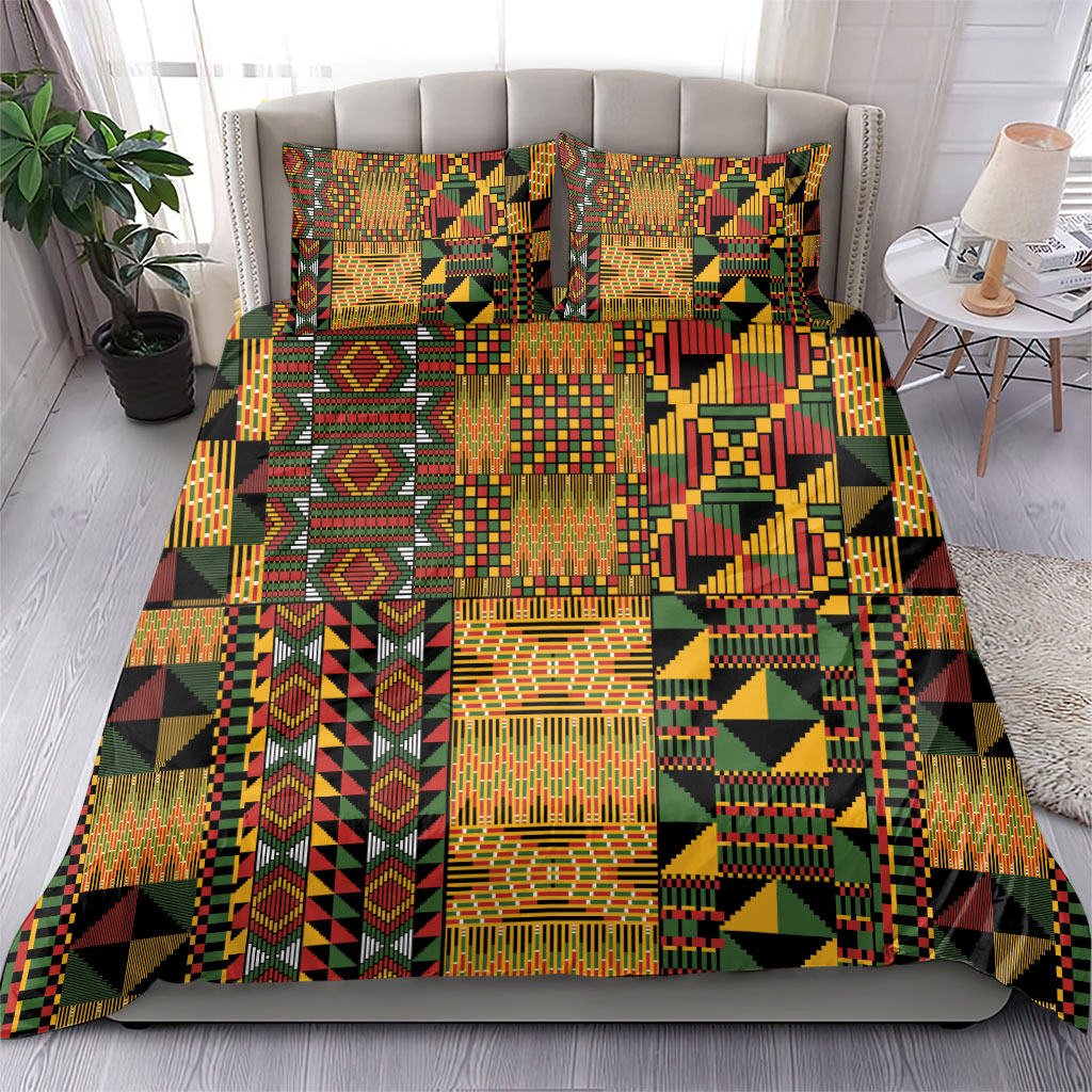 African American Quilt Kente Fusion Bedding Set Version 1