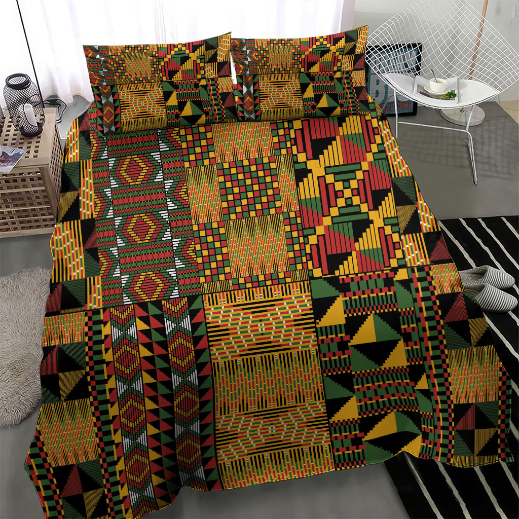 African American Quilt Kente Fusion Bedding Set Version 1