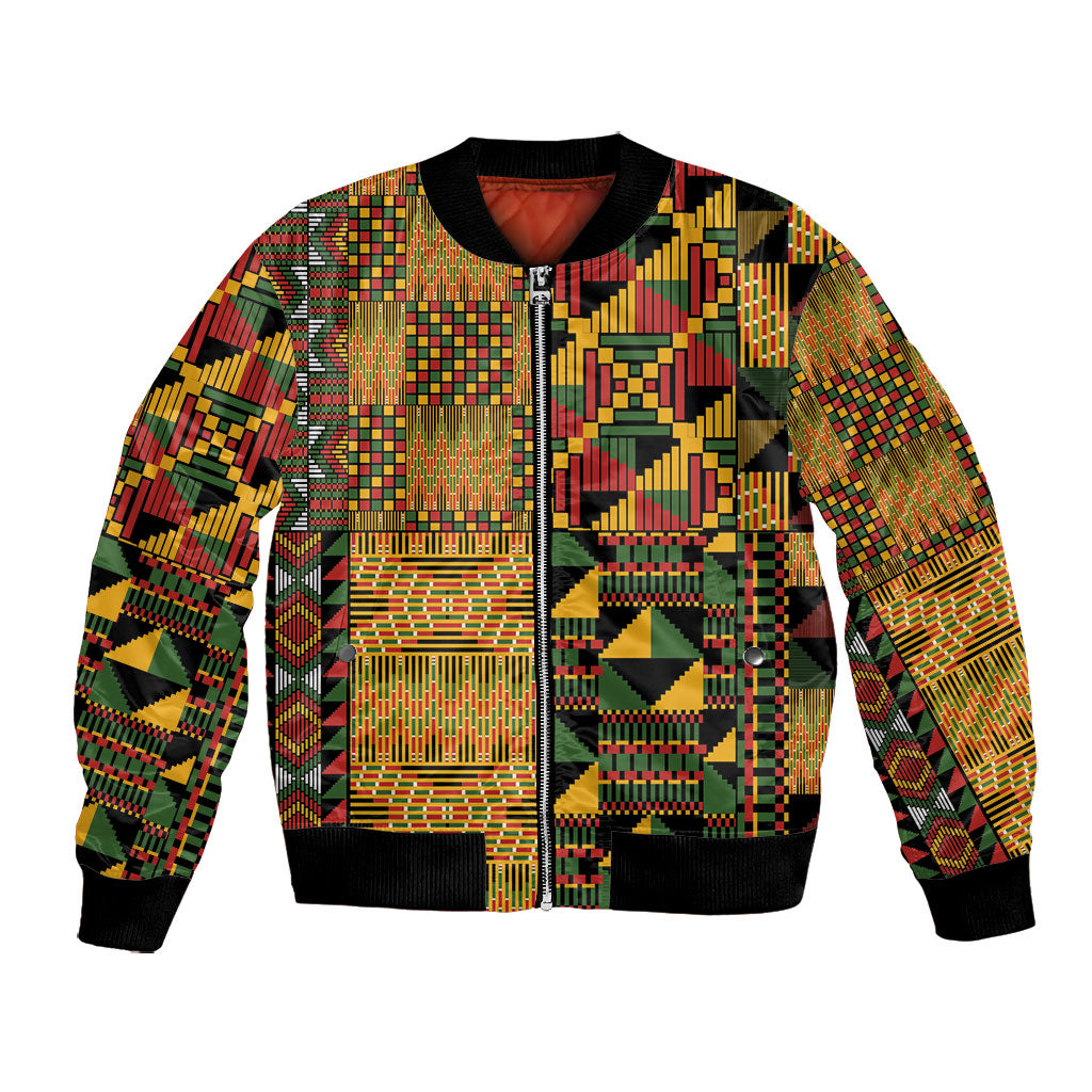African American Quilt Kente Fusion Bomber Jacket Version 1