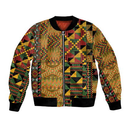 African American Quilt Kente Fusion Bomber Jacket Version 1