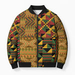 African American Quilt Kente Fusion Bomber Puffer Jacket Version 1