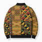 African American Quilt Kente Fusion Bomber Puffer Jacket Version 1