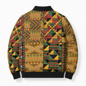 African American Quilt Kente Fusion Bomber Puffer Jacket Version 1