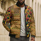 African American Quilt Kente Fusion Bomber Puffer Jacket Version 1