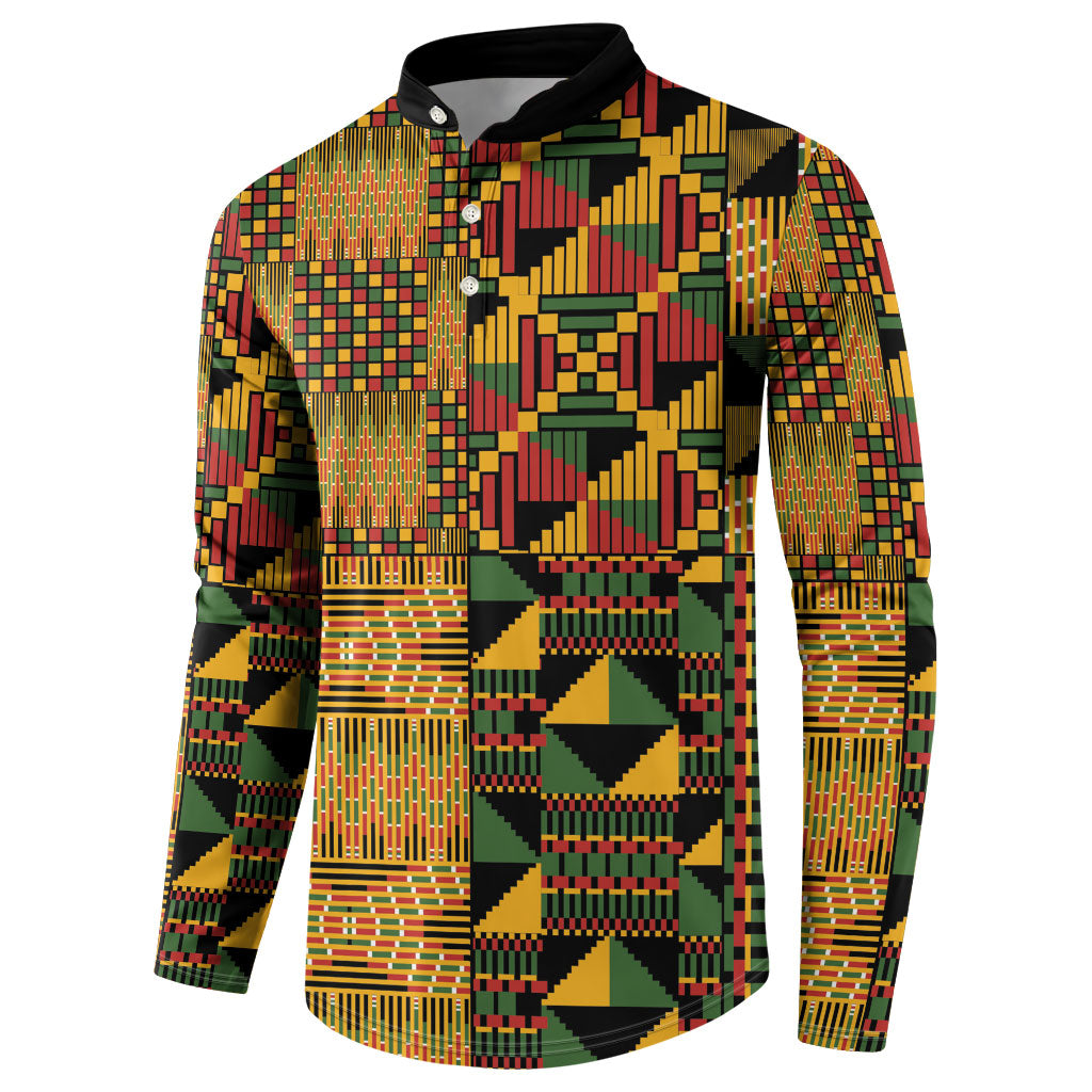 African American Quilt Kente Fusion Button Sweatshirt Version 1