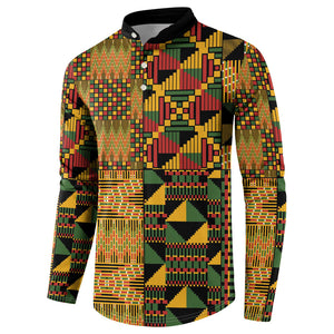 African American Quilt Kente Fusion Button Sweatshirt Version 1