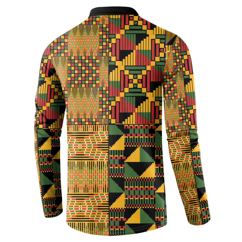 African American Quilt Kente Fusion Button Sweatshirt Version 1