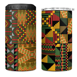 African American Quilt Kente Fusion 4 in 1 Can Cooler Tumbler Version 1