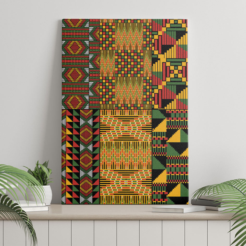African American Quilt Kente Fusion Canvas Wall Art Version 1