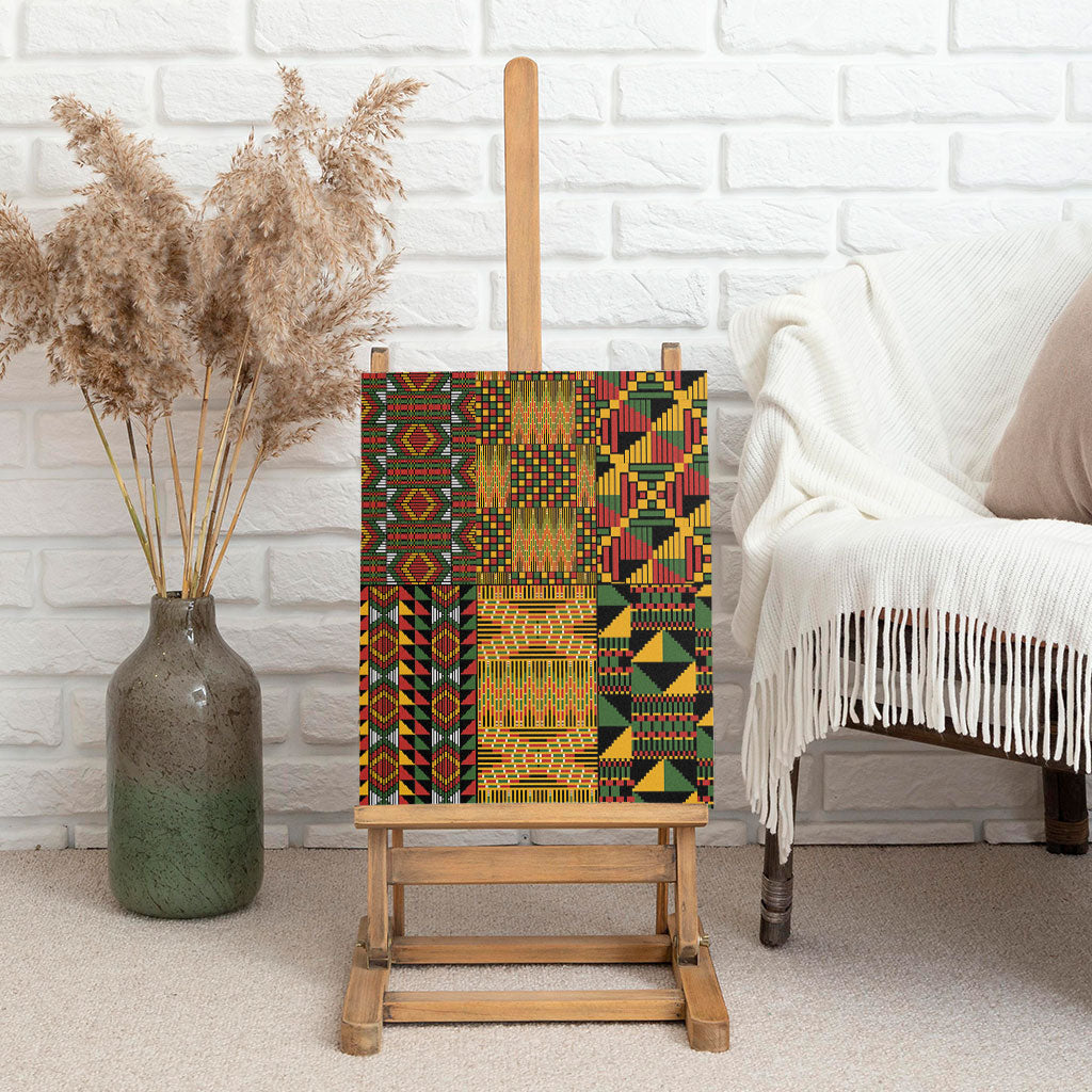 African American Quilt Kente Fusion Canvas Wall Art Version 1