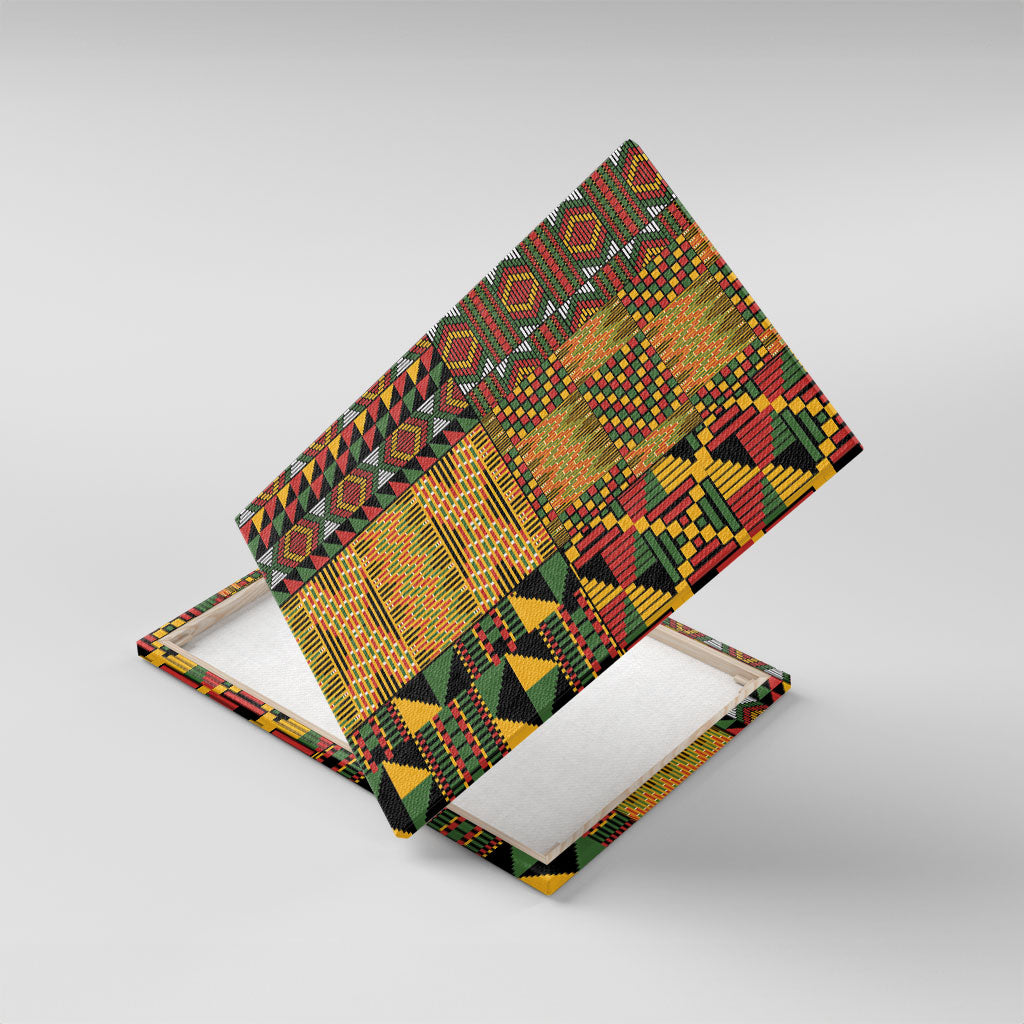 African American Quilt Kente Fusion Canvas Wall Art Version 1