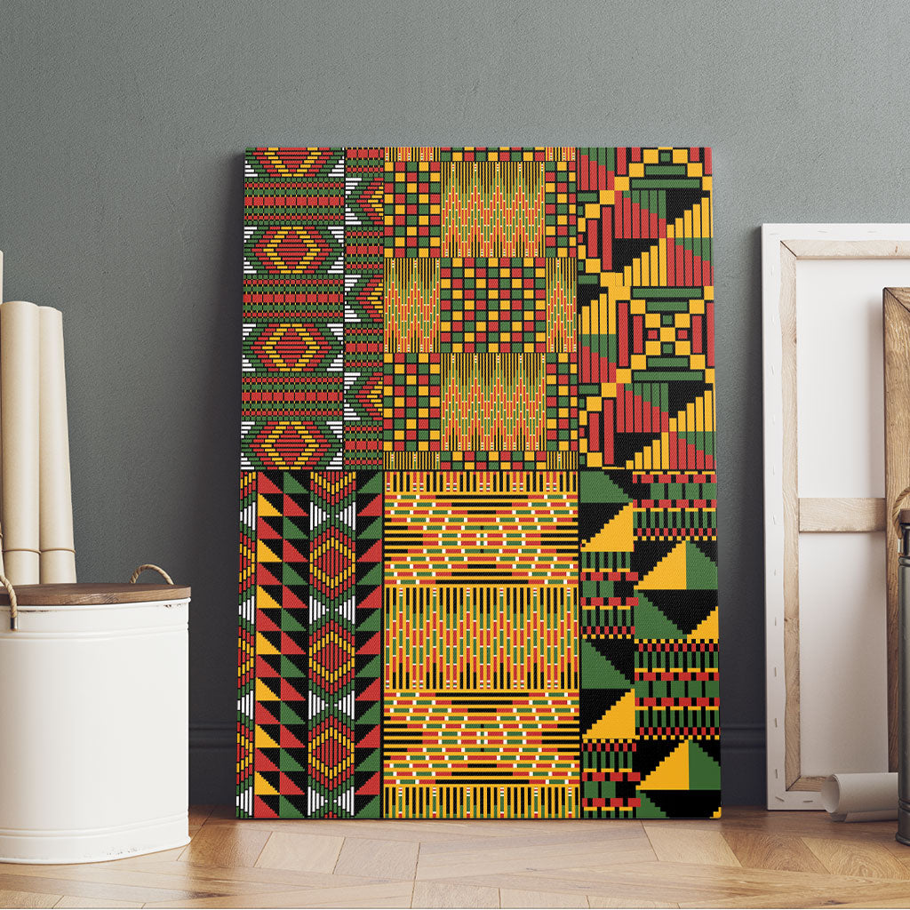 African American Quilt Kente Fusion Canvas Wall Art Version 1
