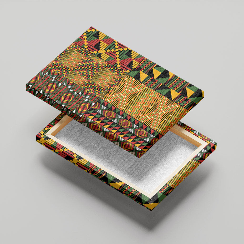 African American Quilt Kente Fusion Canvas Wall Art Version 1
