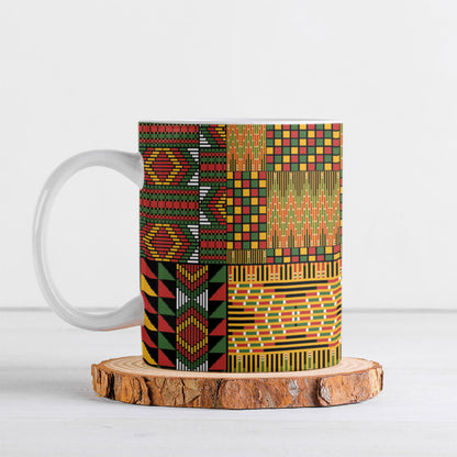 African American Quilt Kente Fusion Ceramic Mug Version 1