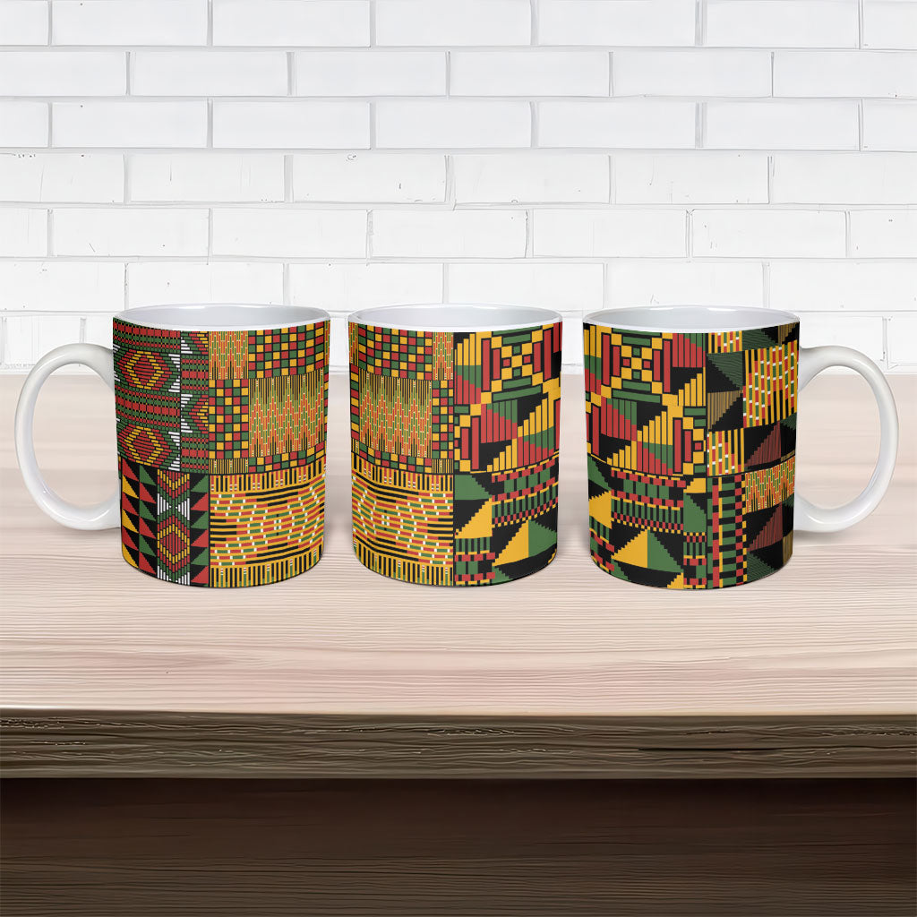 African American Quilt Kente Fusion Ceramic Mug Version 1