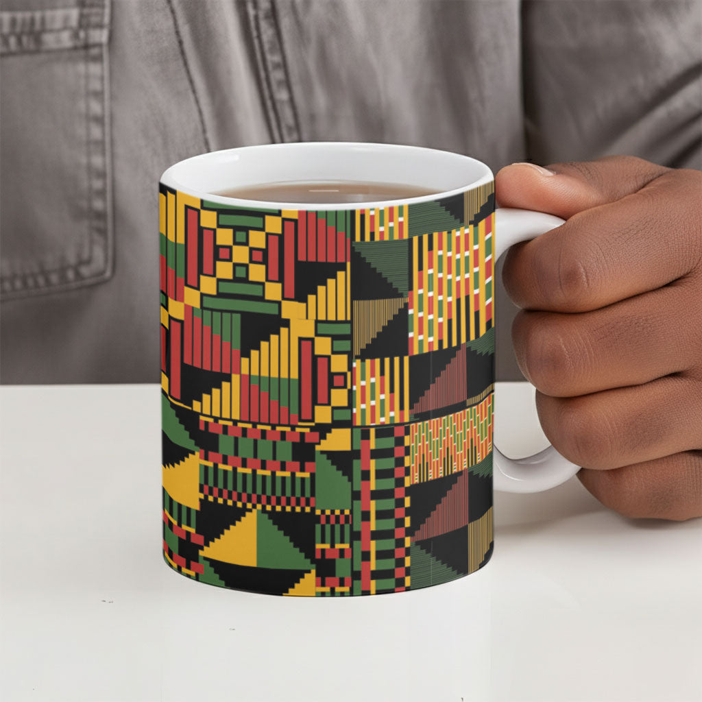 African American Quilt Kente Fusion Ceramic Mug Version 1