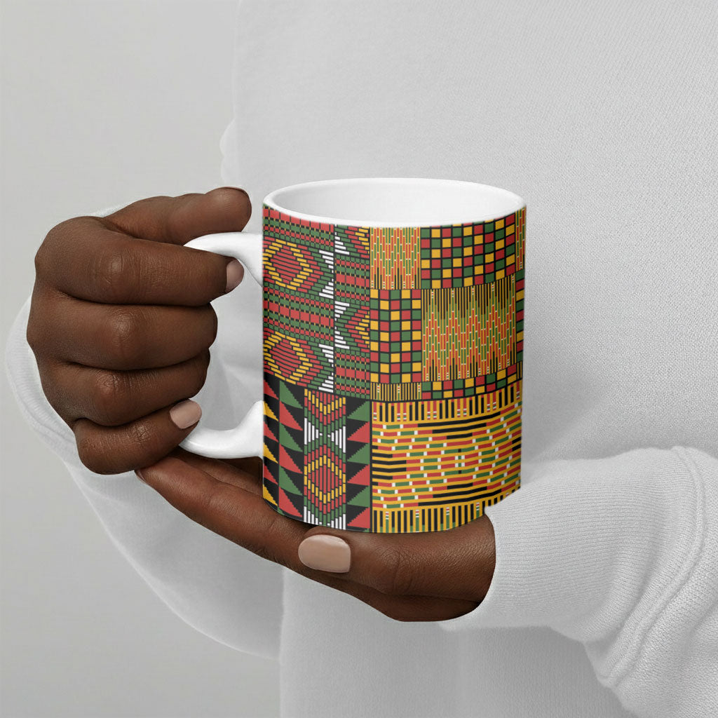 African American Quilt Kente Fusion Ceramic Mug Version 1