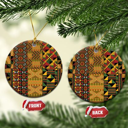 African American Quilt Kente Fusion Ceramic Ornament Version 1