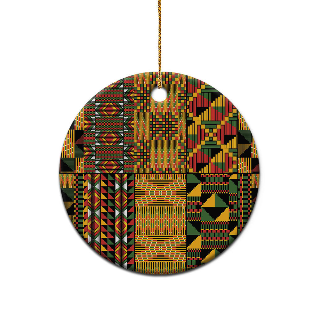 African American Quilt Kente Fusion Ceramic Ornament Version 1
