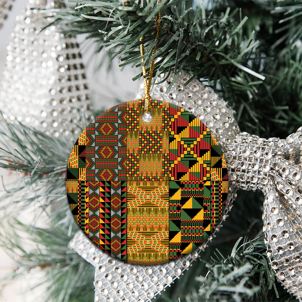 African American Quilt Kente Fusion Ceramic Ornament Version 1
