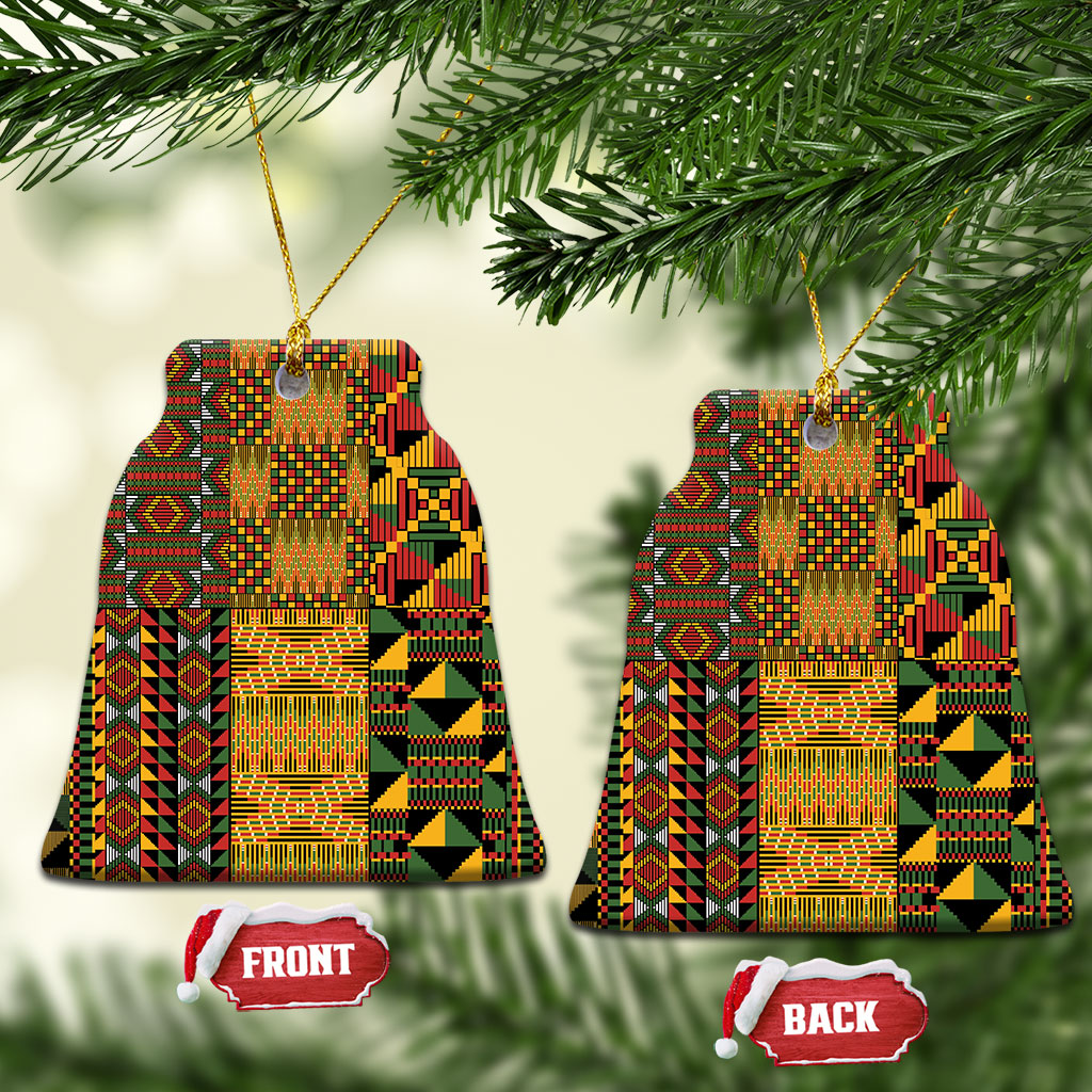 African American Quilt Kente Fusion Ceramic Ornament Version 1