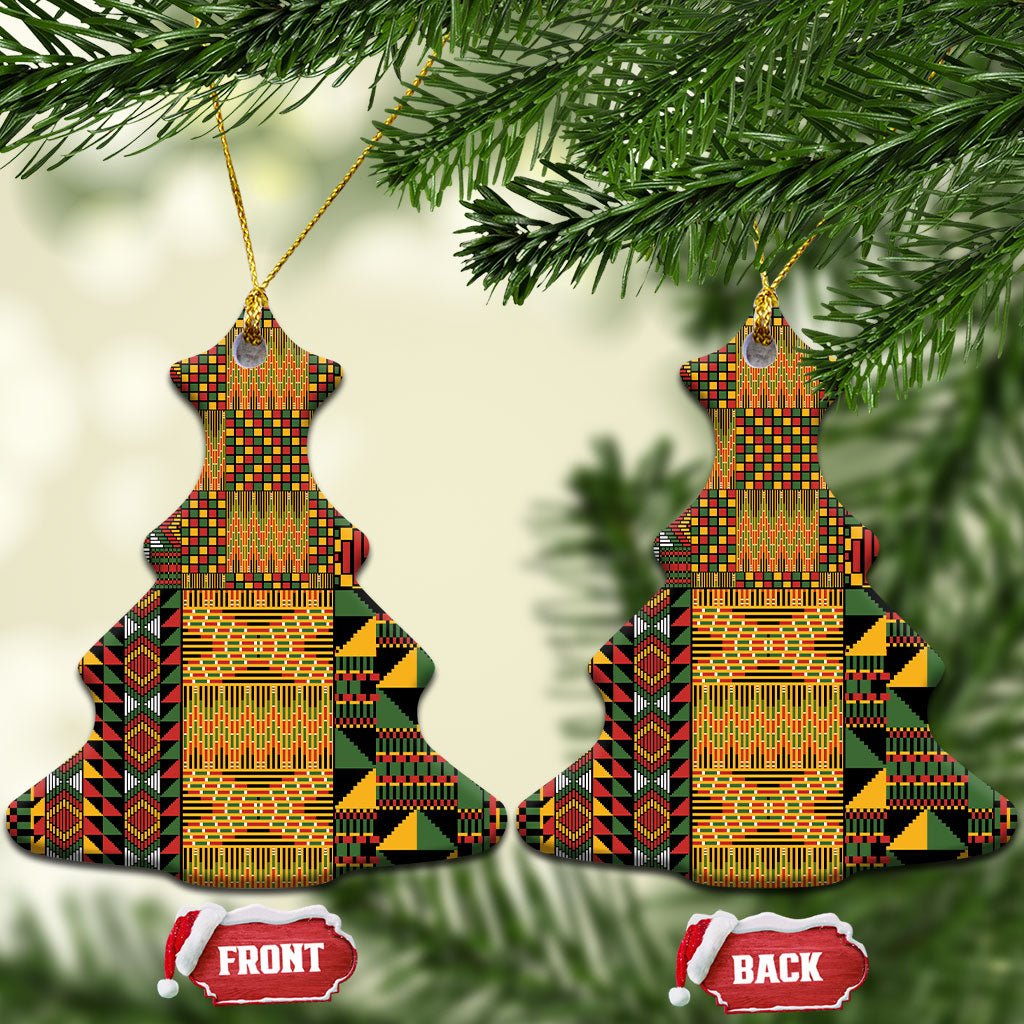 African American Quilt Kente Fusion Ceramic Ornament Version 1