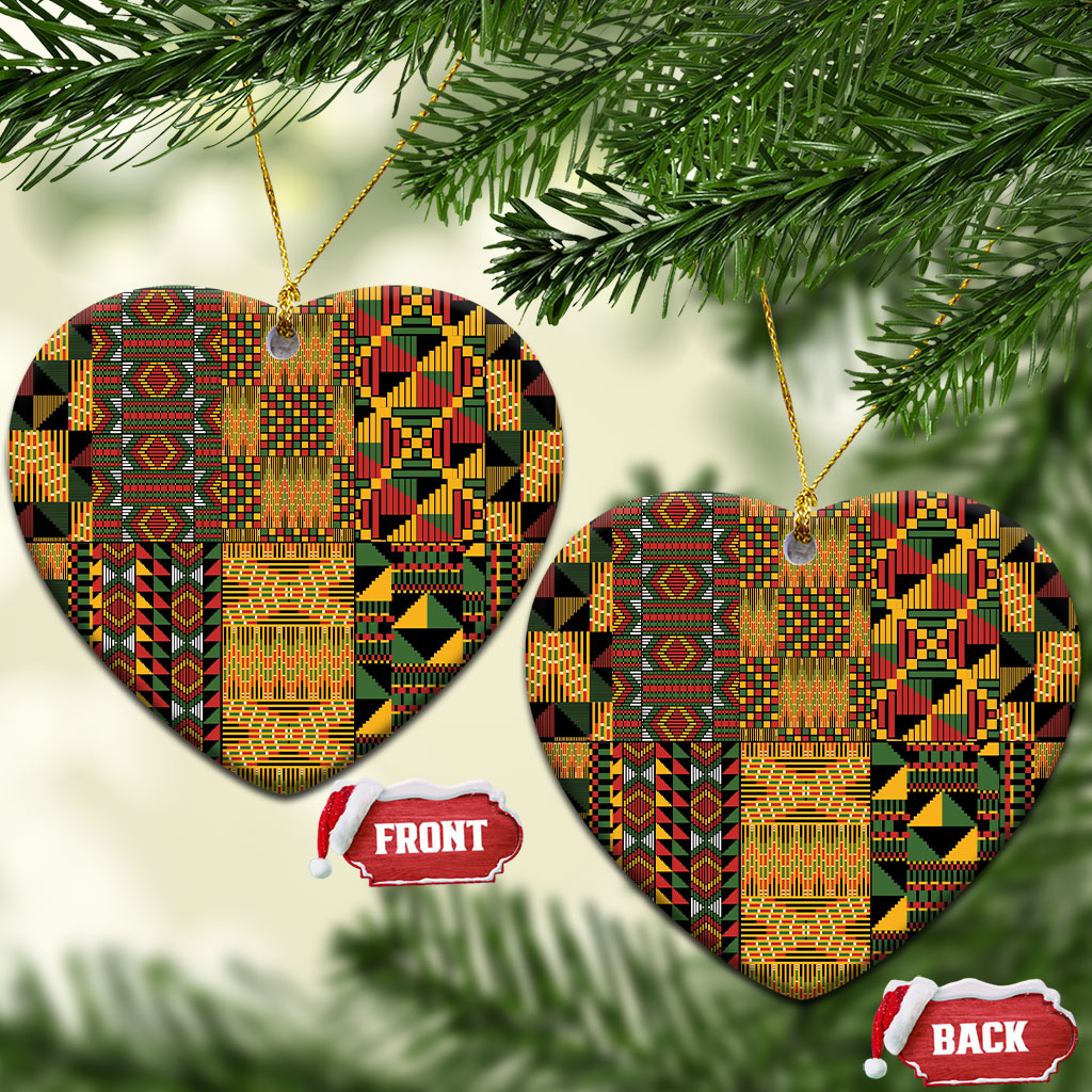 African American Quilt Kente Fusion Ceramic Ornament Version 1
