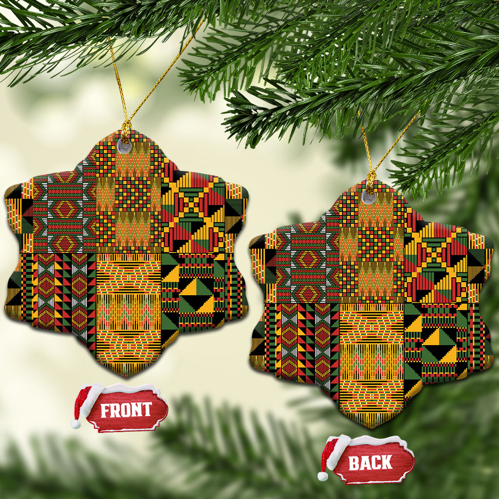 African American Quilt Kente Fusion Ceramic Ornament Version 1