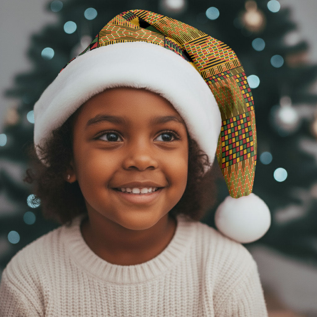 African American Quilt Kente Fusion Christmas Santa Hat Version 1
