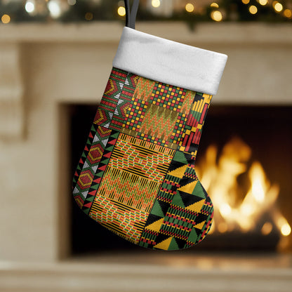 African American Quilt Kente Fusion Christmas Stocking Version 1