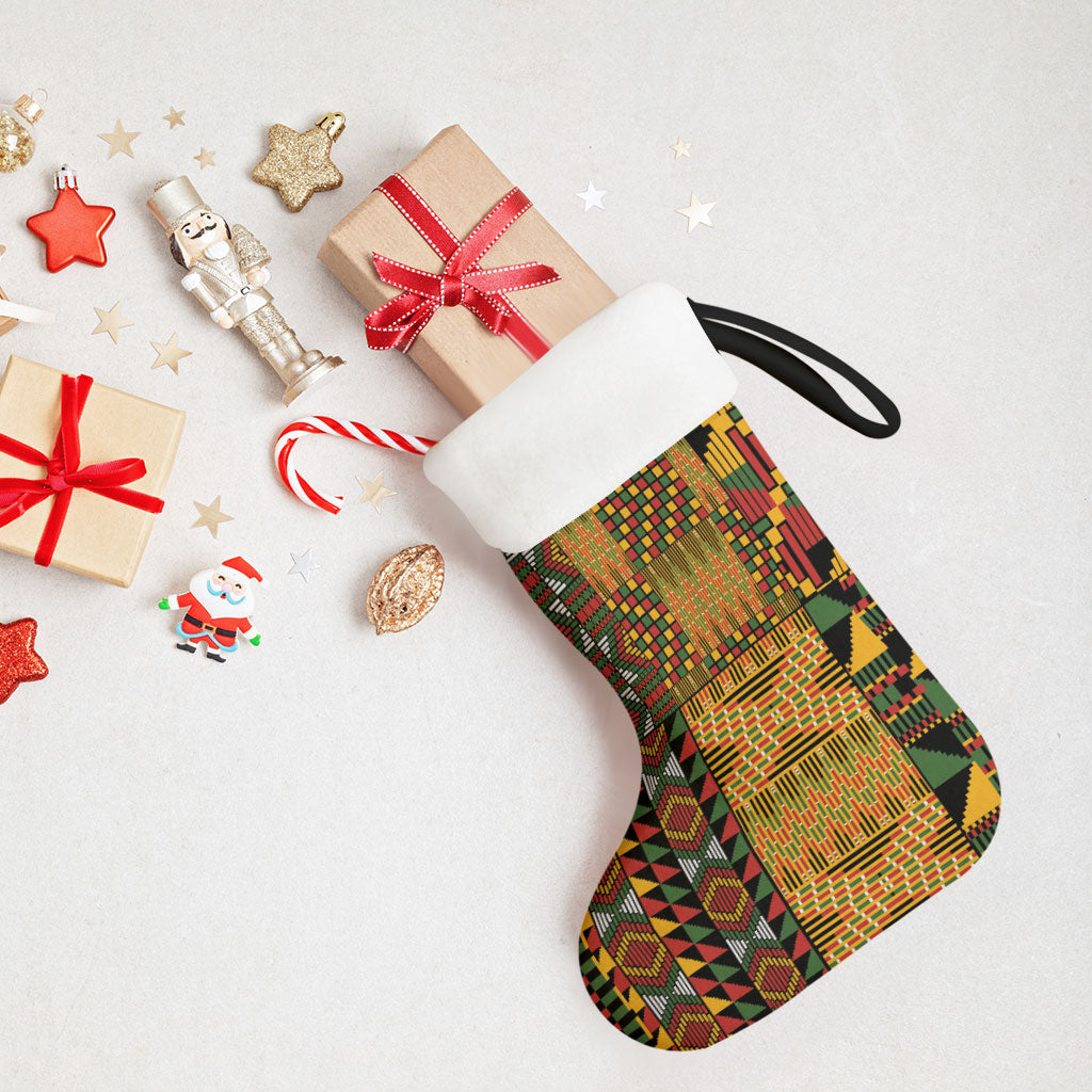 African American Quilt Kente Fusion Christmas Stocking Version 1