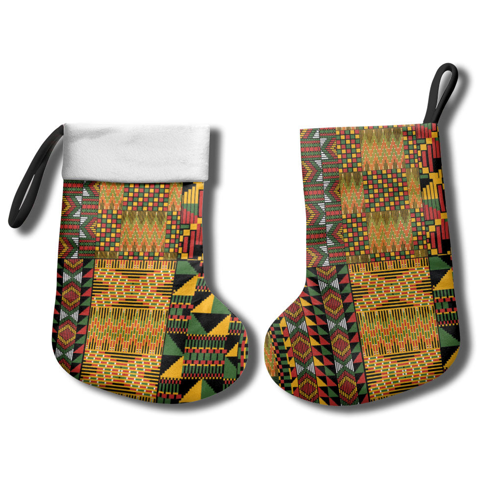 African American Quilt Kente Fusion Christmas Stocking Version 1