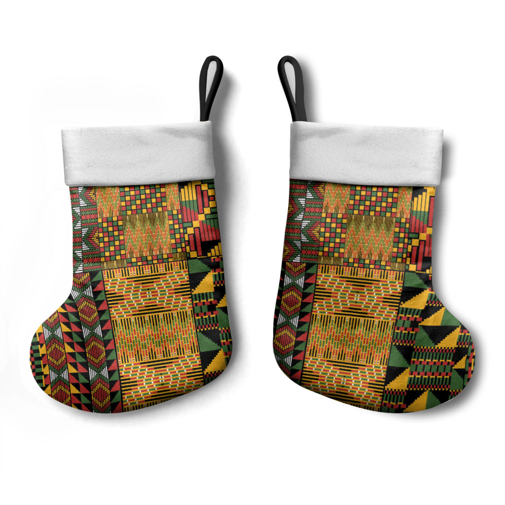 African American Quilt Kente Fusion Christmas Stocking Version 1
