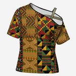 African American Quilt Kente Fusion Cross Shoulder Shirt Version 1
