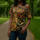 African American Quilt Kente Fusion Cross Shoulder Shirt Version 1