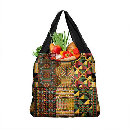 African American Quilt Kente Fusion Grocery Bag Version 1