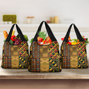 African American Quilt Kente Fusion Grocery Bag Version 1