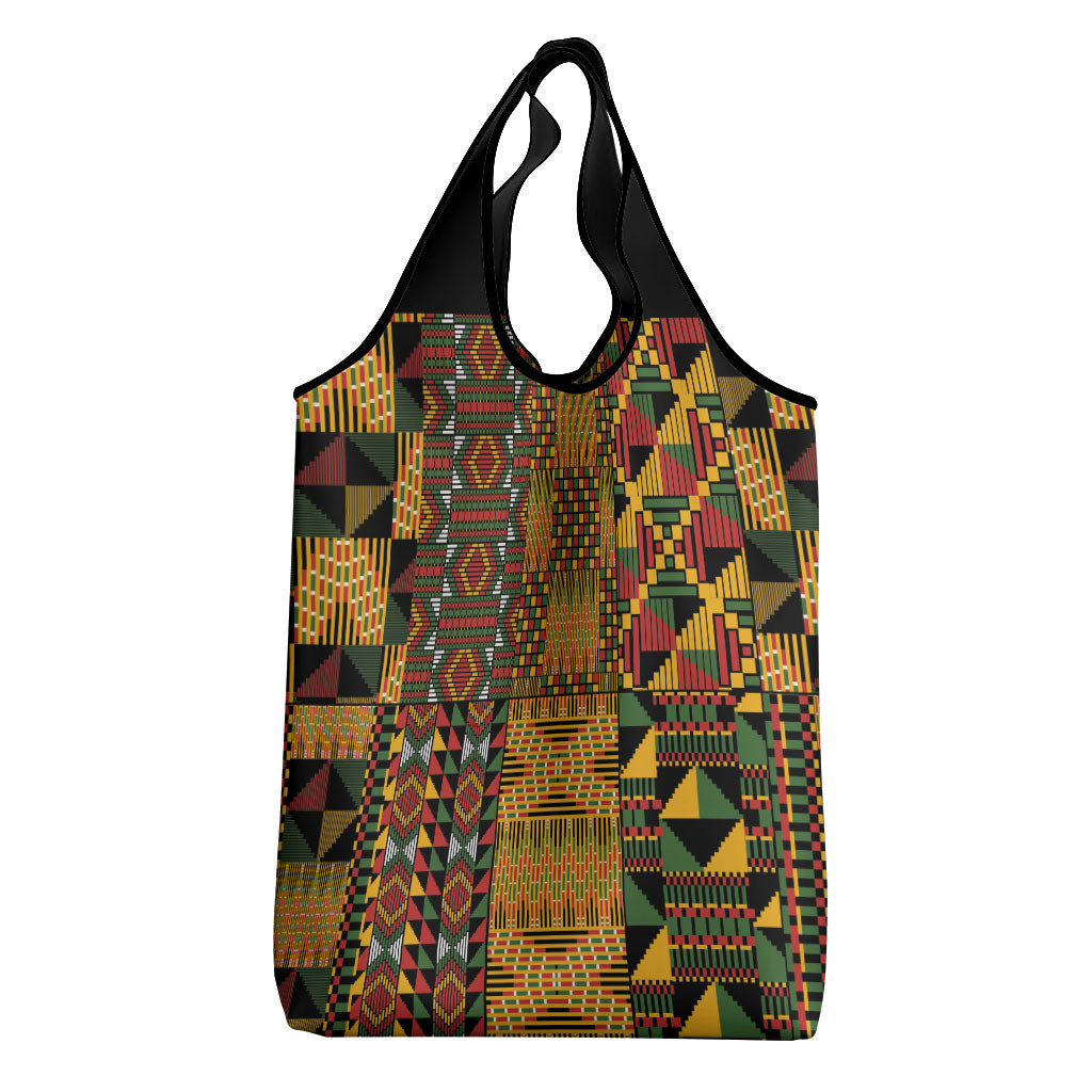 African American Quilt Kente Fusion Grocery Bag Version 1