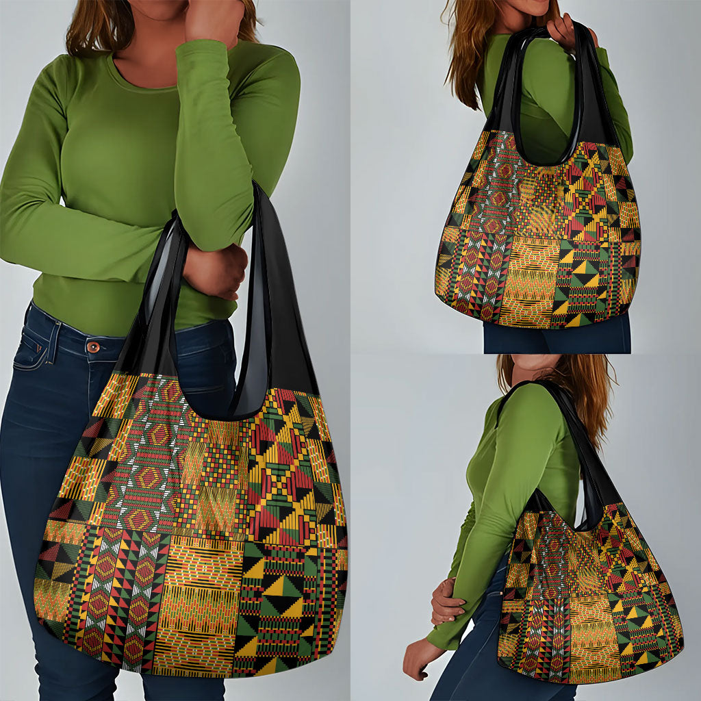 African American Quilt Kente Fusion Grocery Bag Version 1