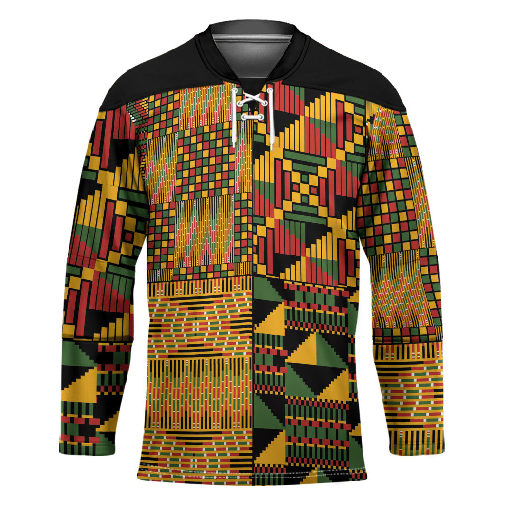 African American Quilt Kente Fusion Hockey Jersey Version 1