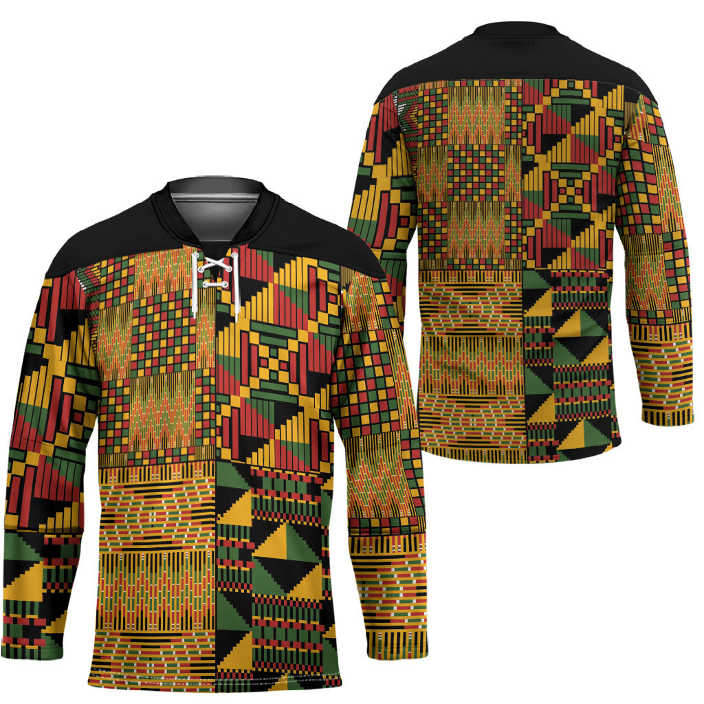 African American Quilt Kente Fusion Hockey Jersey Version 1